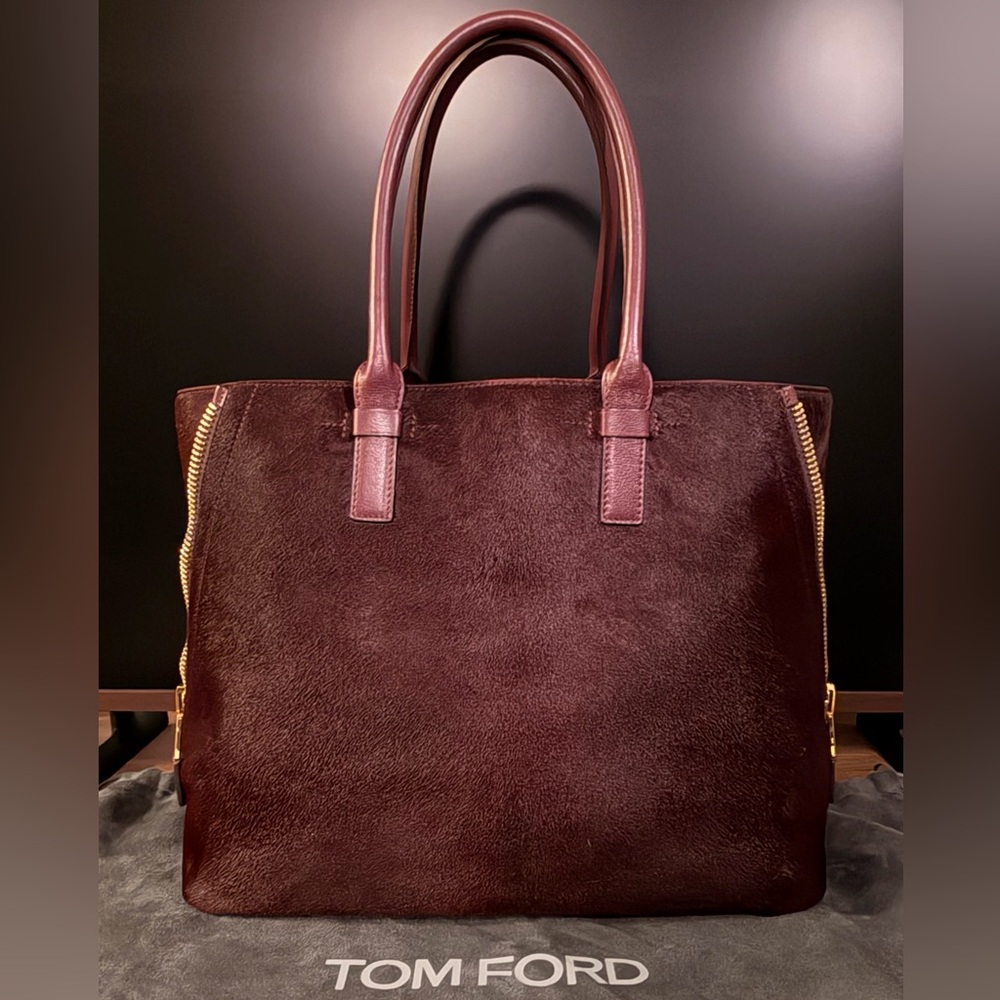 Tom Ford Calfskin Pony Hair Burgundy Jennifer Tote